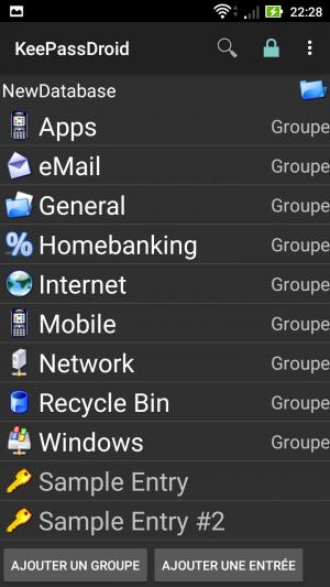 KeePassDroid menu