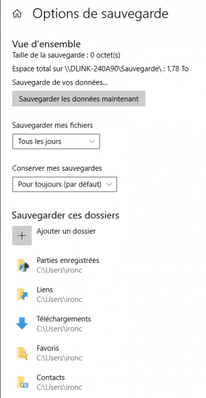 Parametres Sauvegarde Windows