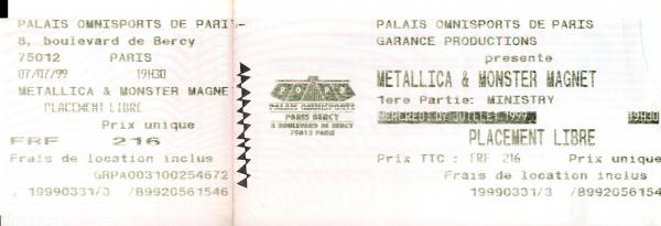 Place Metallica Bercy 07-07-1999