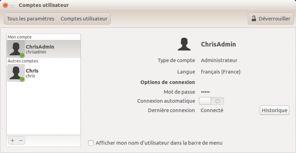 Compte Admin Ubuntu