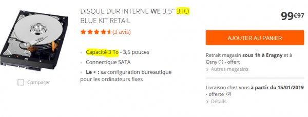 Disque dur interne 3 To